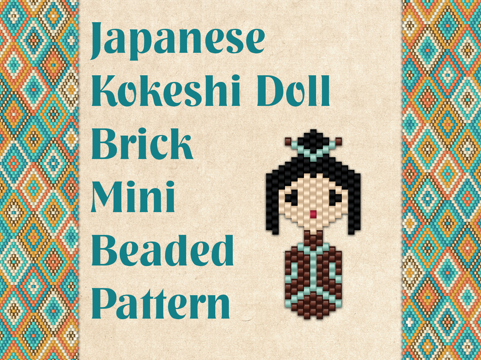 Beaded Japanese Kokeshi Doll