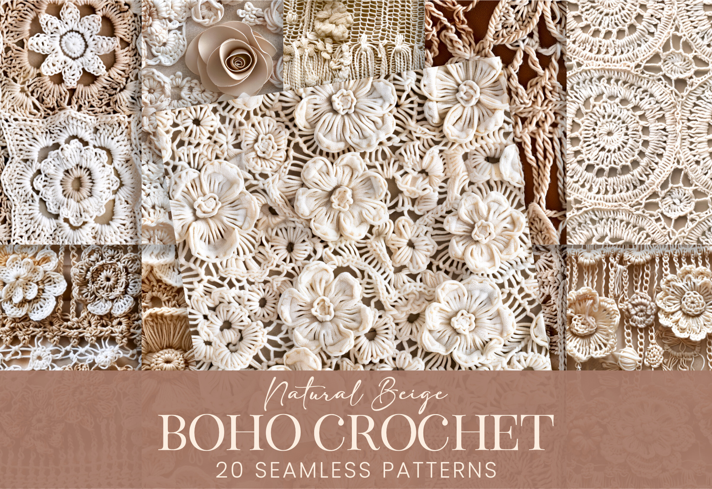 Boho Beige Crochet Fashion Fiber Texture