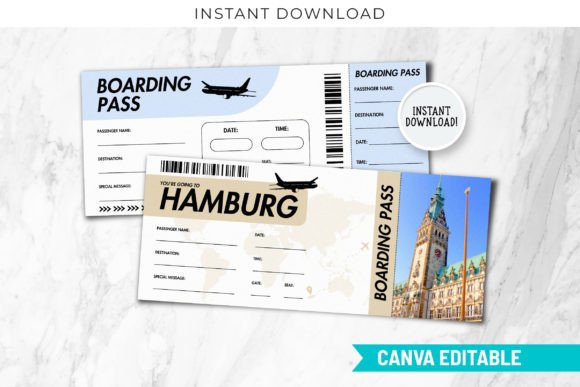 Hamburg Trip Surprise Gift Ticket Canva