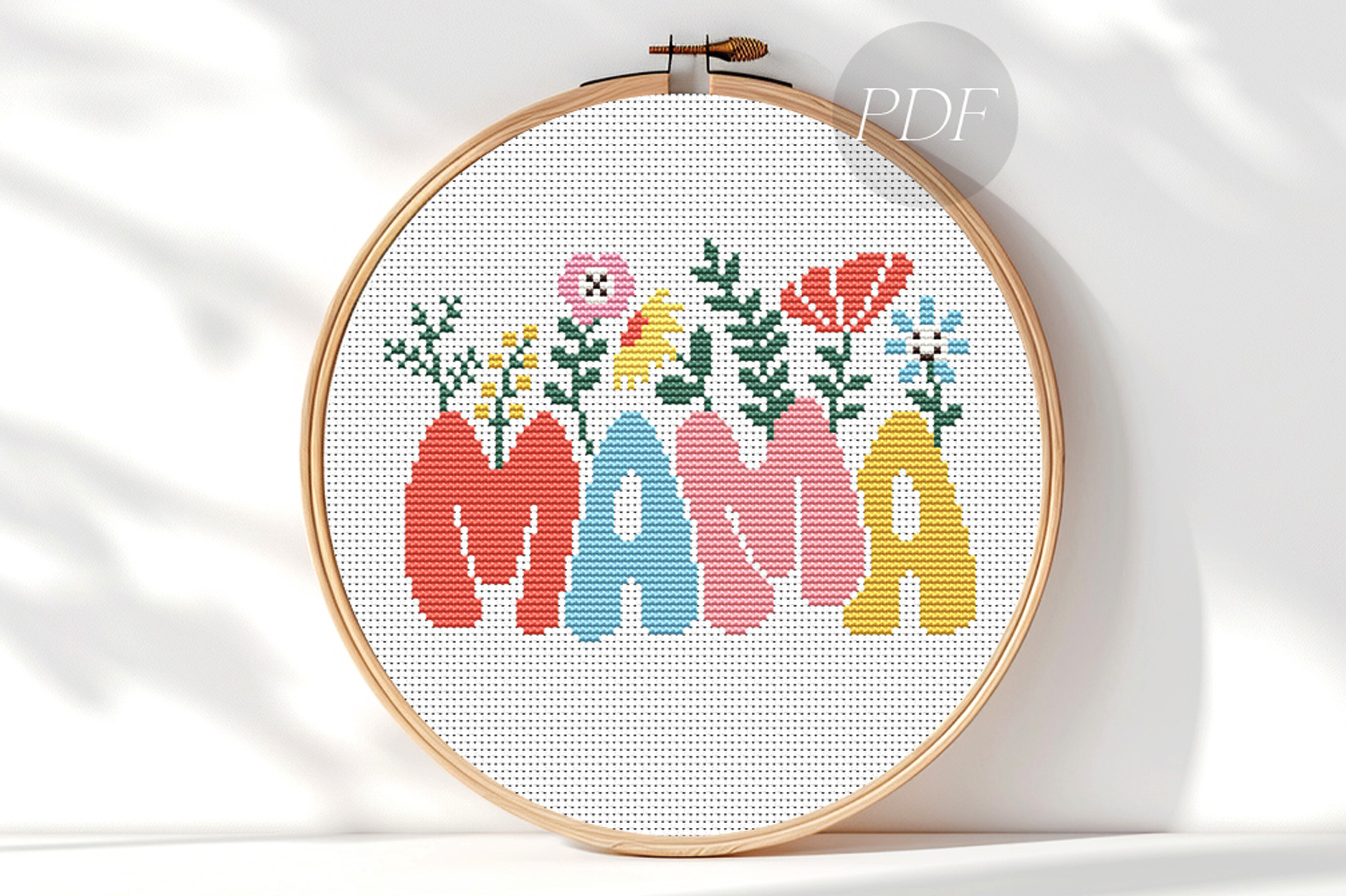 Mama Floral Cross Stitch Pattern PDF