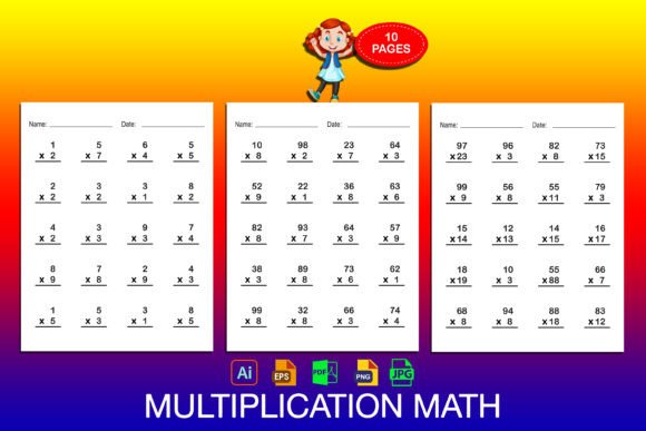 Printable Multiplication Math for Kids Graphic by Self Graphics House ...