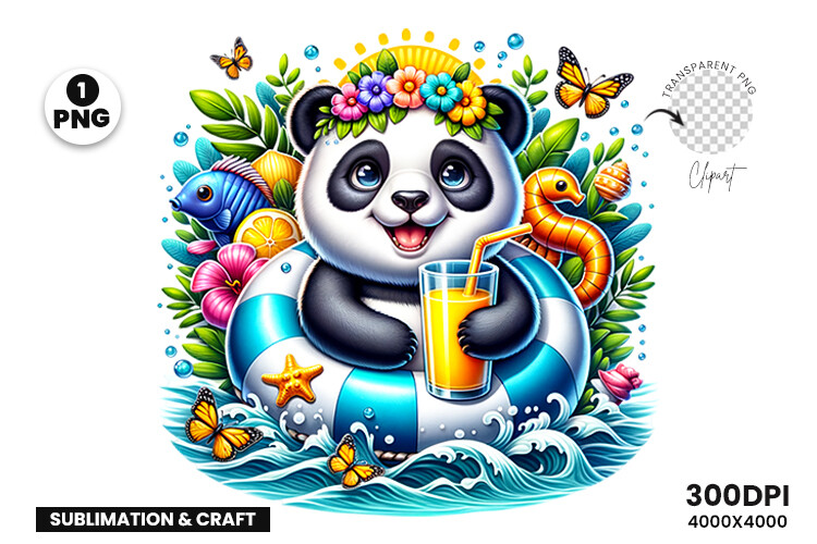 Summer Panda Sublimation Clipart PNG Graphic by Arslan DigitalCraft ...