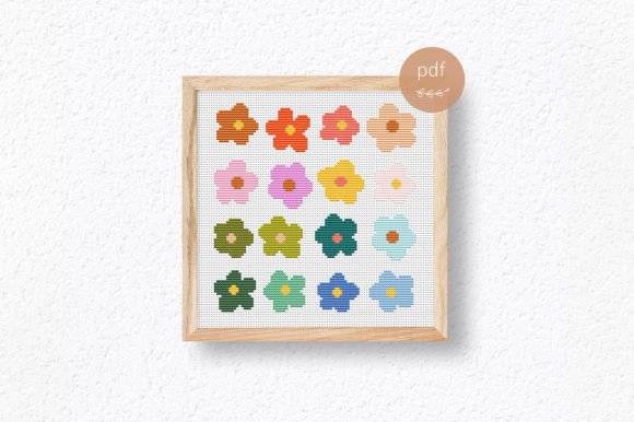 Trendy Colorful Flowers Cross Stitch PDF