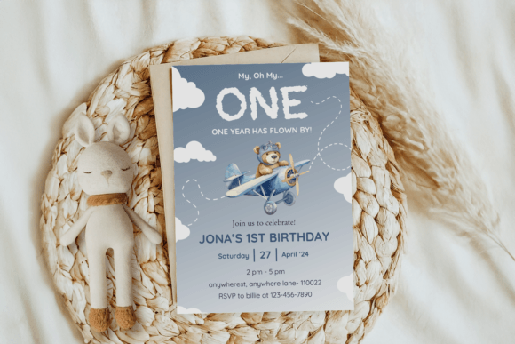 Airplane Birthday Invitation Template,