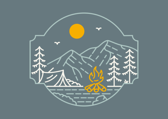 Camping in the Mountains with Campfire