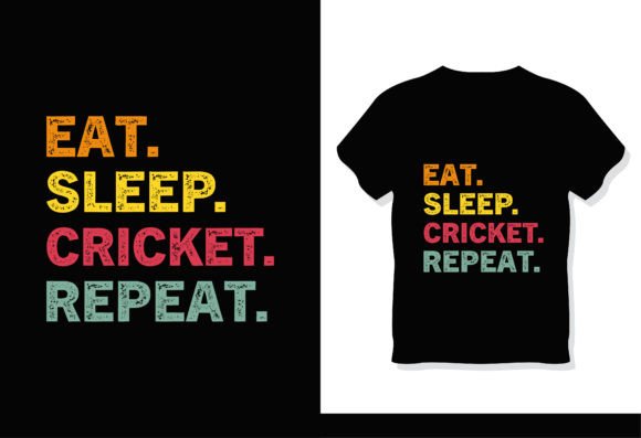 Preview of Eat Sleep Cricket Repeat Vintage T-Shirt T-shirt, sticker, and sublimation design