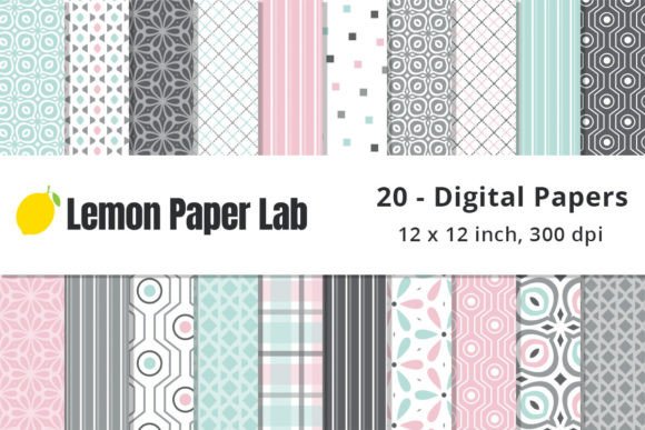 Pink, Mint and Grey Geometric Patterns