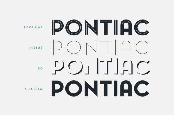 Pontiac Inline Font PNG with transparent background - Preview 1