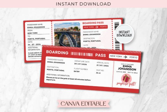 Porto Trip Surprise Gift Ticket Canva
