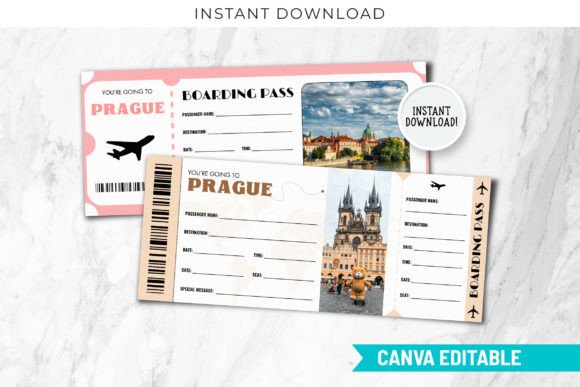 Prague Trip Surprise Gift Ticket Canva