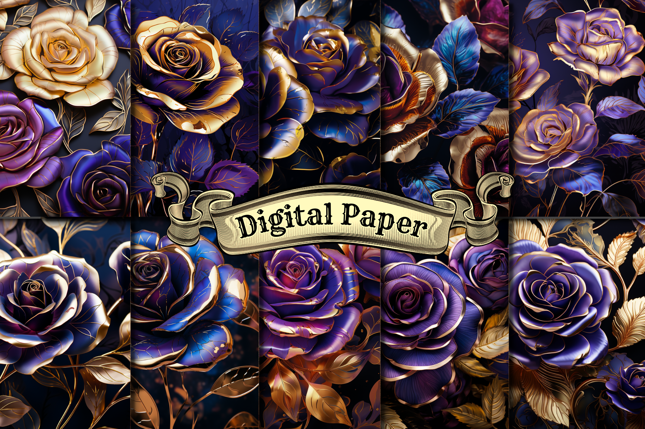 Purple and Gold Luxury Digital Paper Graphic by craftsmaker · Creative ...