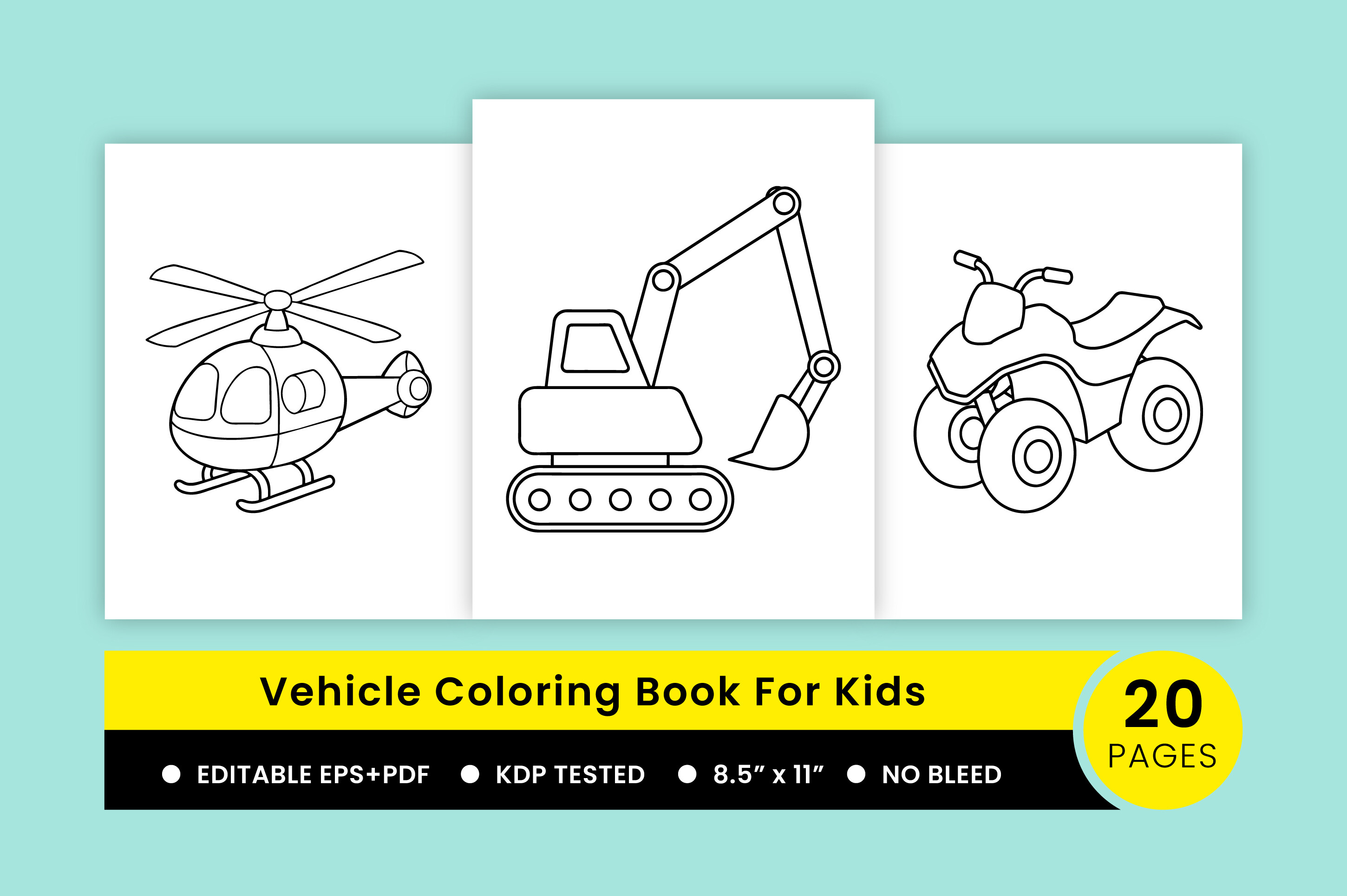Vehicle Coloring Book Pages for Kids