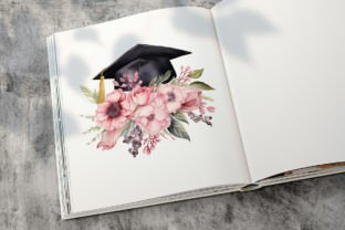 Watercolor Floral Graduation Cap Clipart Graphic by ArtCursor ...