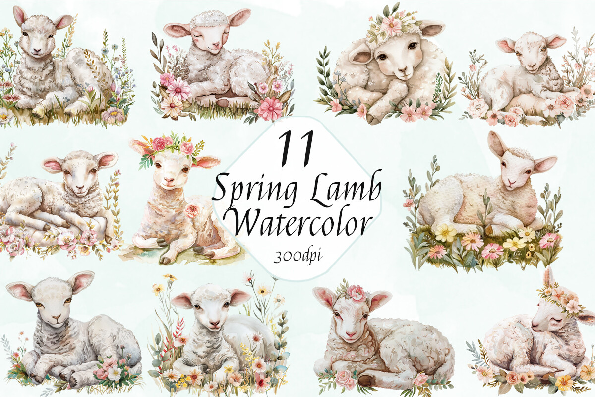 Watercolor Spring Easter Lamb Clipart Graphic by ArtCursor · Creative ...