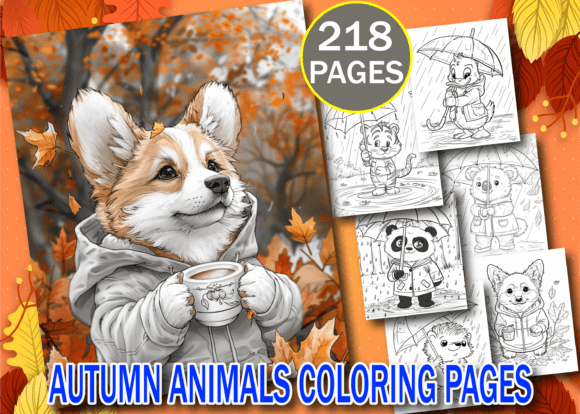 Autumn Animals Coloring Pages for Adults