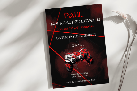 Gamer Boy Birthday Invite Template