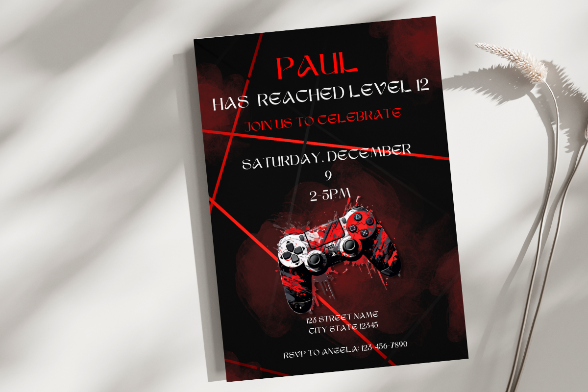 Gamer Boy Birthday Invite Template
