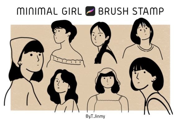 Minimal Girl Brush Stamp