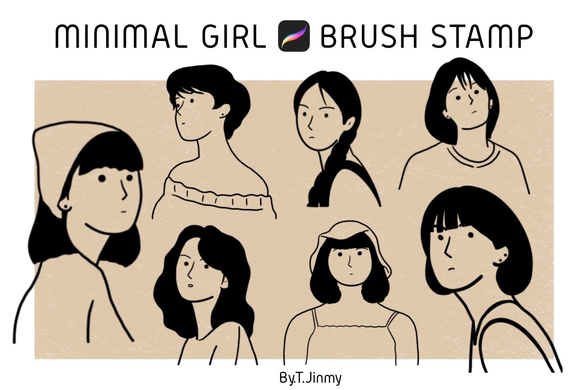 Minimal Girl Brush Stamp