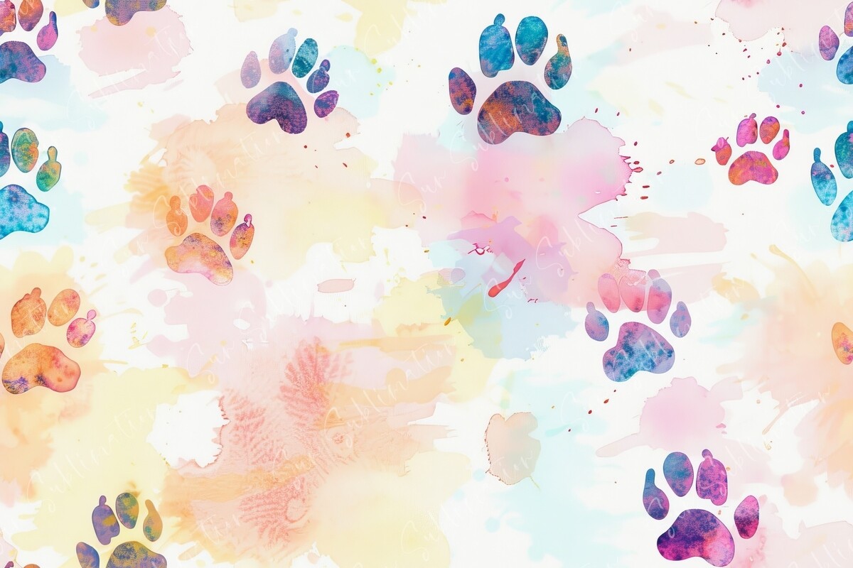 Paw Prints in Watercolor Graphic by Sun Sublimation · Creative Fabrica