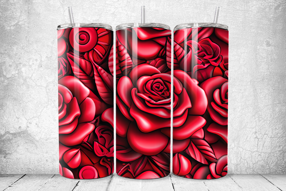 Red Roses Whimsical 3D 20oz Tumbler Wrap Graphic by AI Art Originals ...