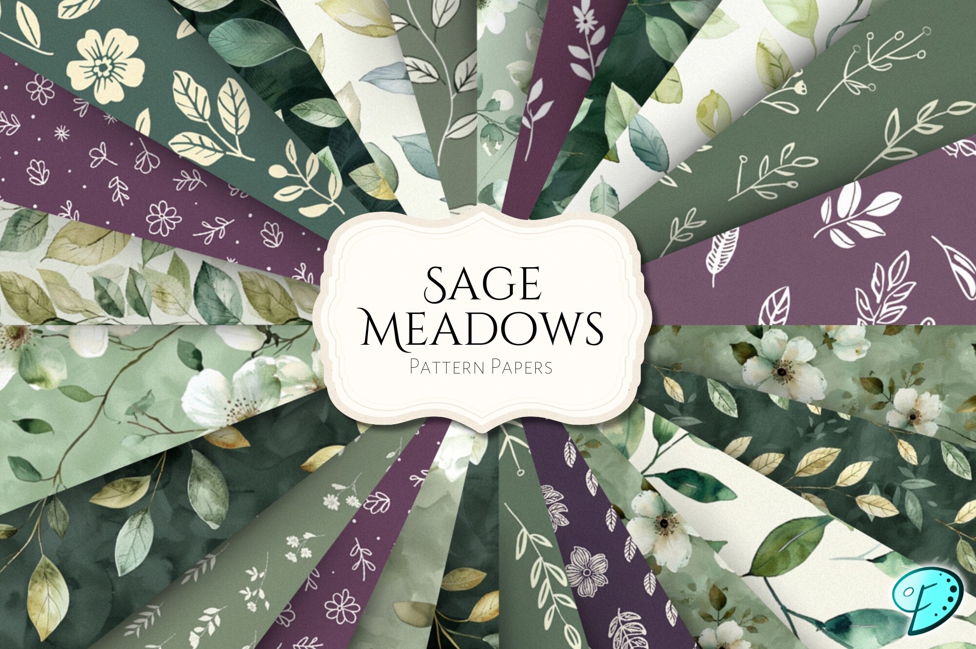 Sage Meadows Digital Pattern Papers Graphic by Emily Designs · Creative ...