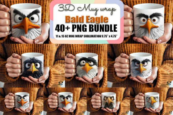 Sarcastic Bald Eagle 3d Mug Wrap Bundle Graphics