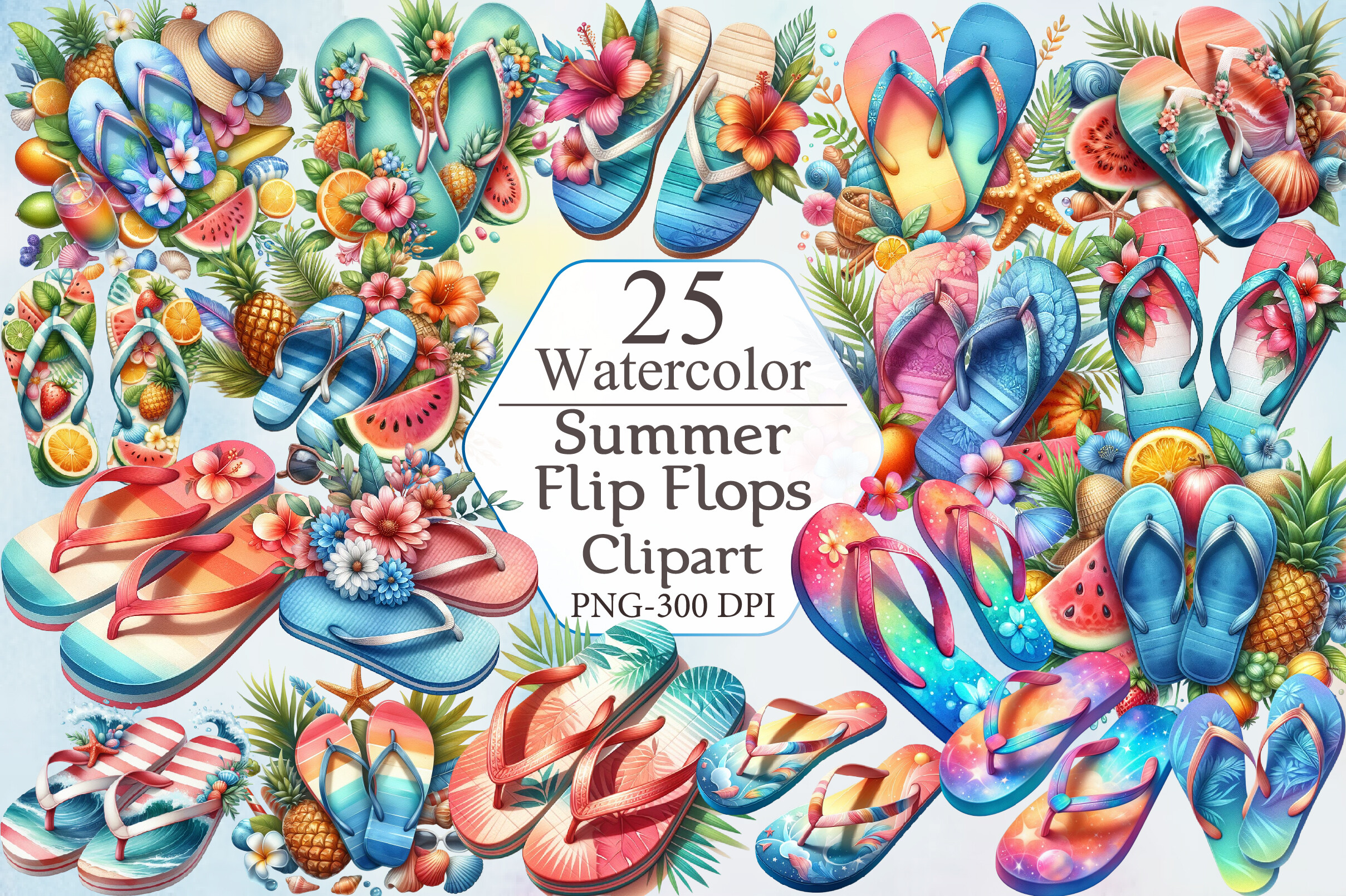 Summer Flip Flops Sublimation Clipart Graphic by ArtStory · Creative ...