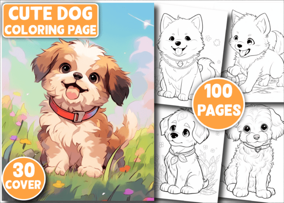 100 Cute Dog Coloring Pages for Kids