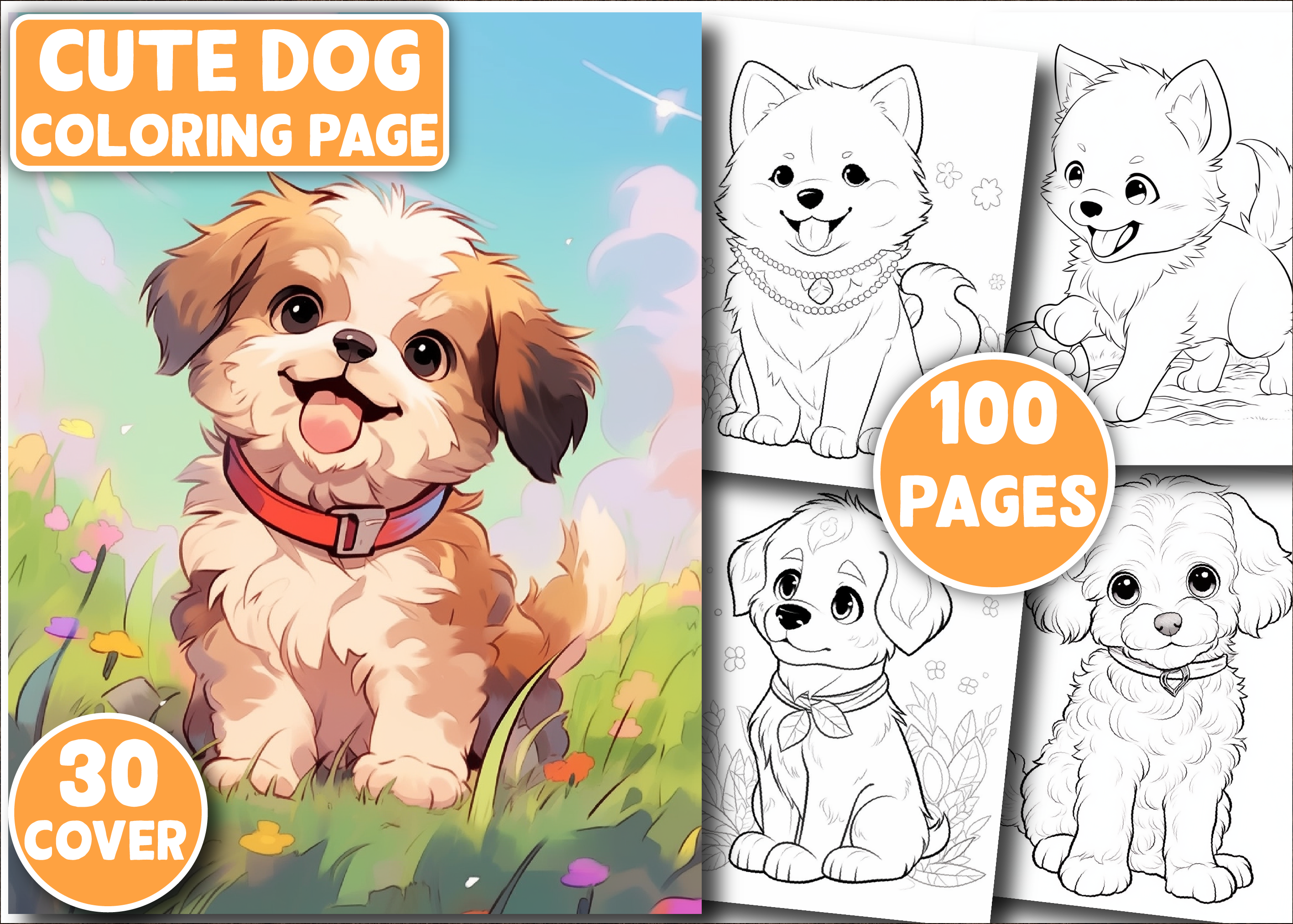 100 Cute Dog Coloring Pages for Kids