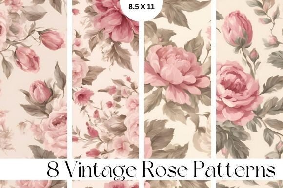 8 Vintage Rose Background Patterns