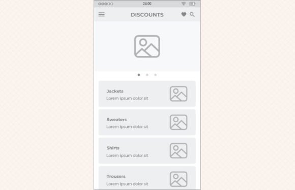 Ecommerce Categories Mobile Wireframe