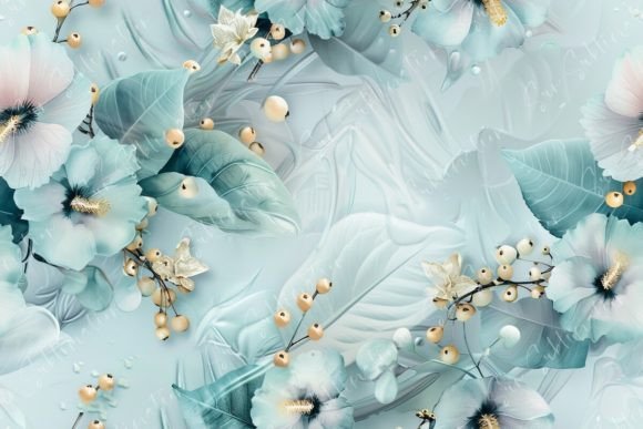 Light Blue Watercolor Floral Background