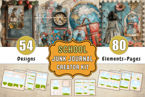 30 Junk Journal Kit Template Designs &amp; Graphics