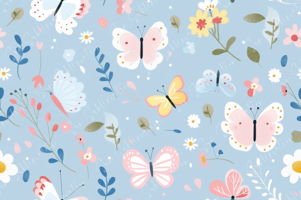 Whimsical Butterfly and Floral Pattern Graphic by Sun Sublimation ...
