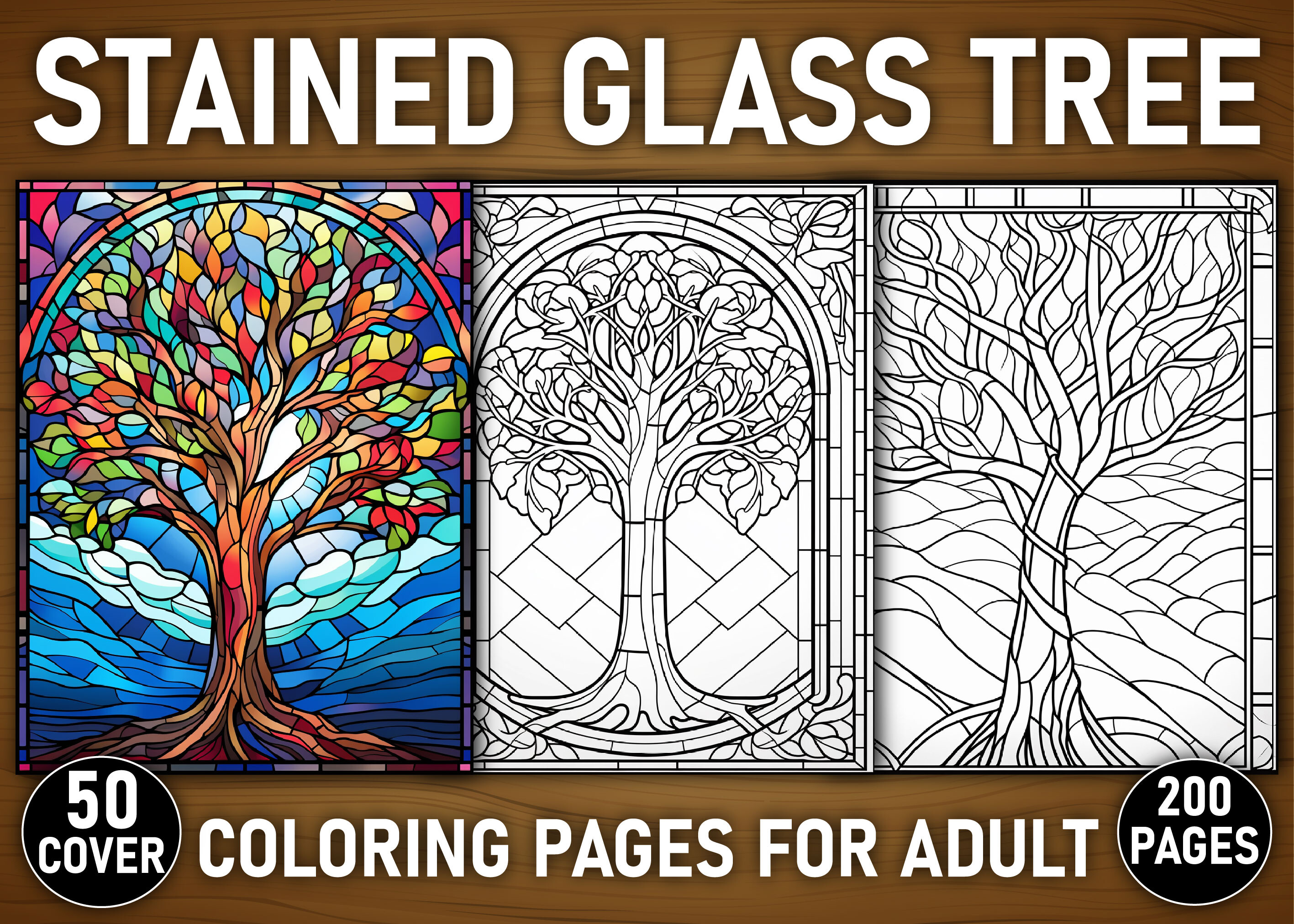 200 Stained Glass Tree Coloring Pages