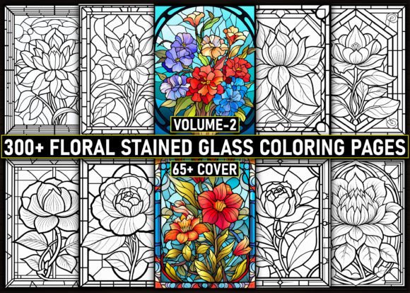 300+ Floral Stained Glass Coloring Pages