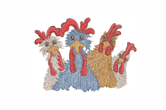Crazy Chicken Machine Embroidery Design Farm Animals Embroidery Design By ArtEMByNatali