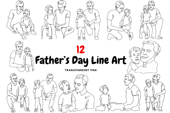 Fathers Day Line Art Happy Father's Day