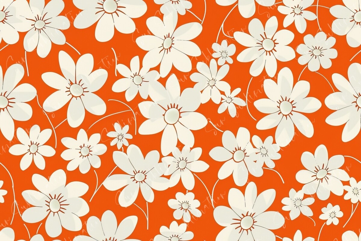 Floral on Orange Background Seamless Graphic by Sun Sublimation ...