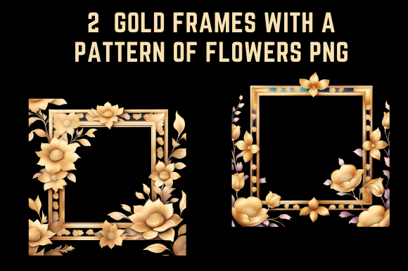 Gold Frames with a Pattern of Flowers Graphic by Alouma Sriti ...