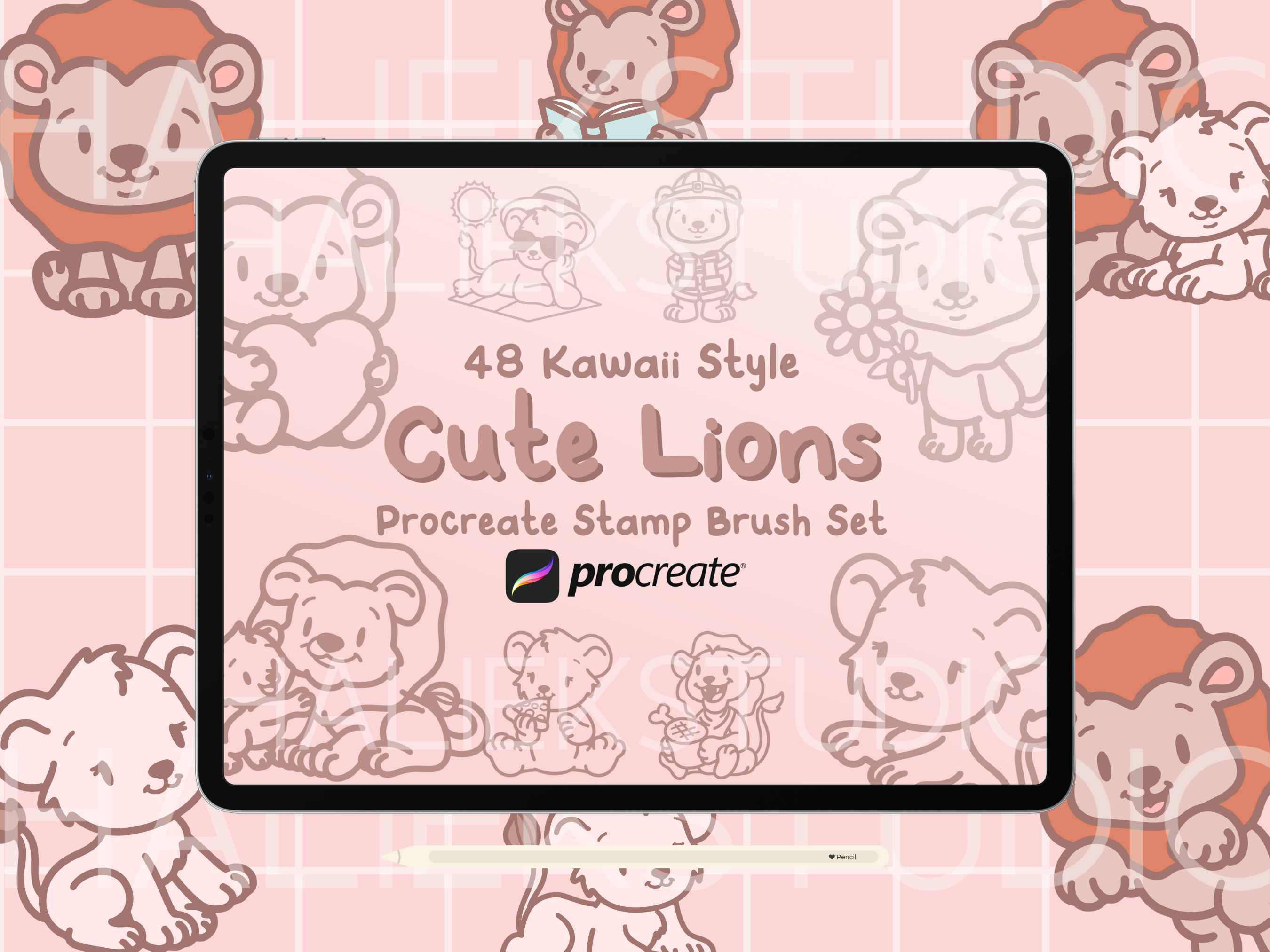 Lion Procreate Stamp Brush Set Graphic by HalieKStudio · Creative Fabrica