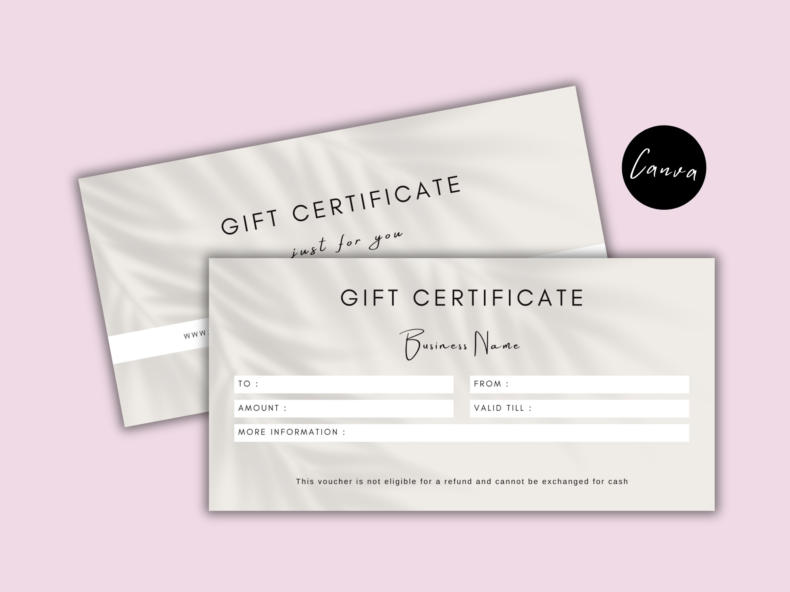 Spa Editable Gift Certificate Template