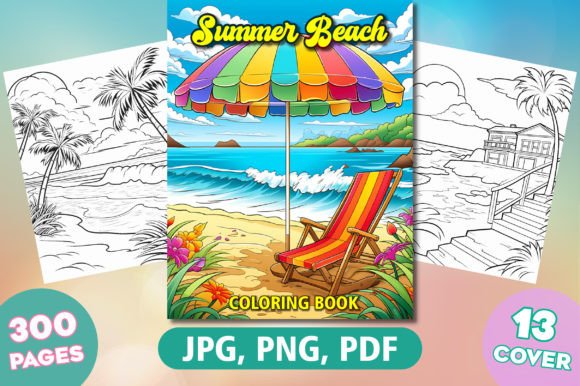 Summer Beach Coloring Pages for Adults Graphic by FuN ArT · Creative ...