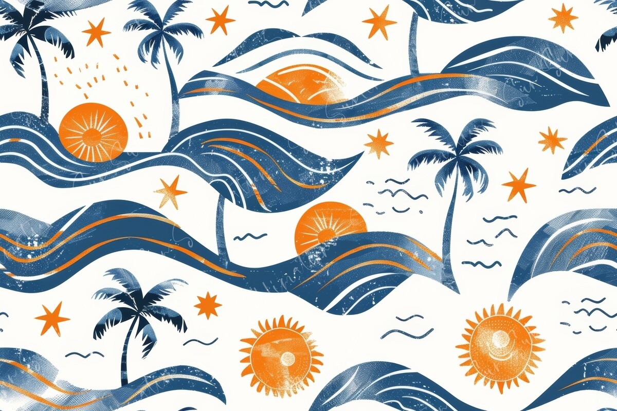 Tropical Waves Seamless Pattern Graphic by Sun Sublimation · Creative ...