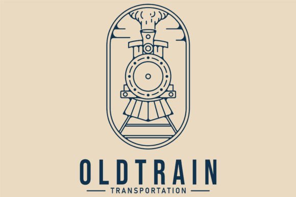 Locomotive Logo Line Art with Emblem