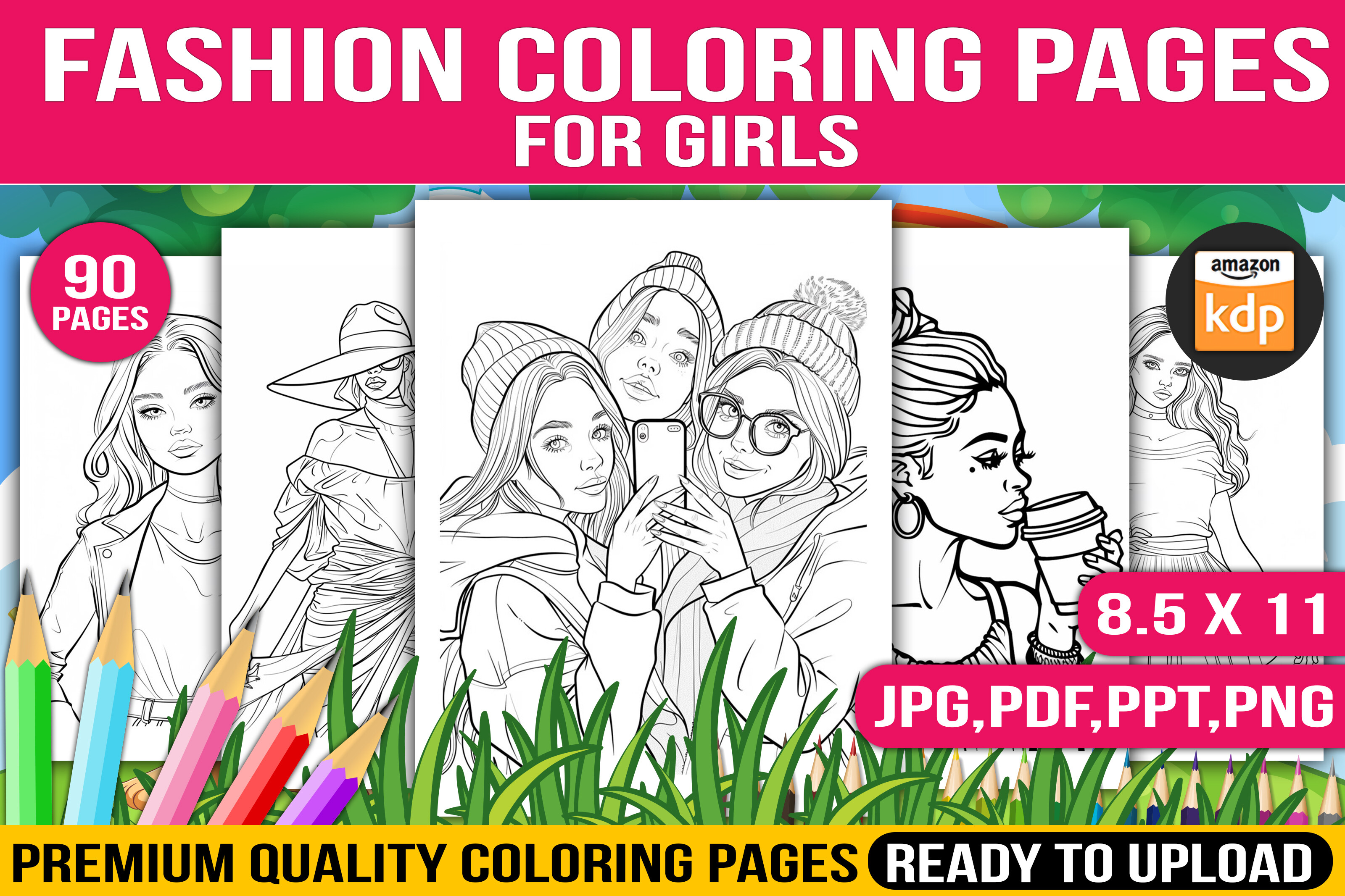 90+ Fashion Coloring Pages for Girls
