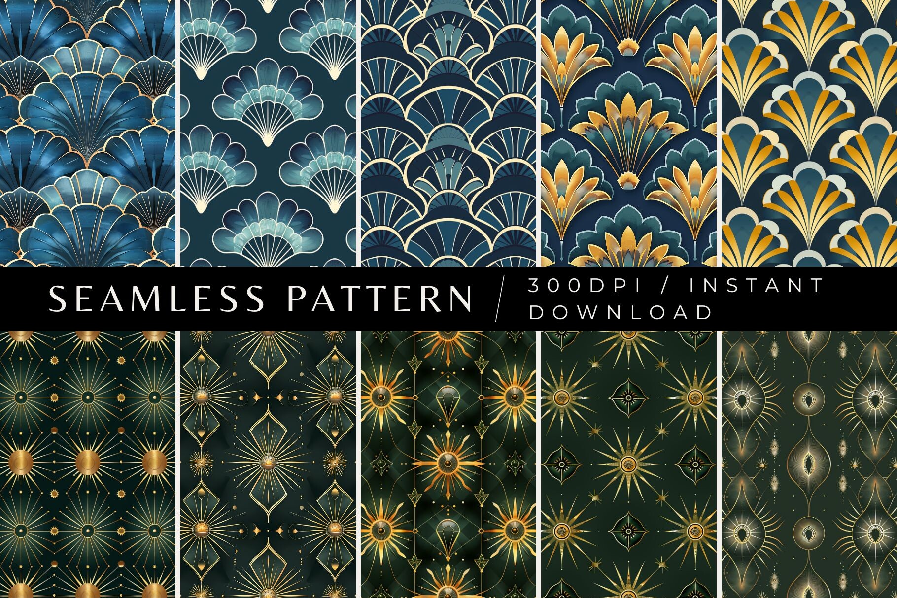 Classic Art Deco Seamless Patterns Graphic by Inknfolly · Creative Fabrica