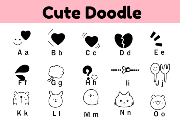 Cute Doodle Font PNG with transparent background - Preview 1