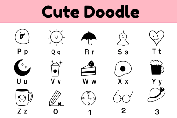 Cute Doodle Font PNG with transparent background - Preview 2
